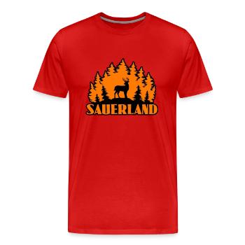 Sauerland - Männer Premium Bio T-Shirt - Rot - Vorne - Damien (186cm)