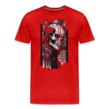 Cyborg skull kanji - Men's Premium Organic T-Shirt - red - Front - Damien (186cm)