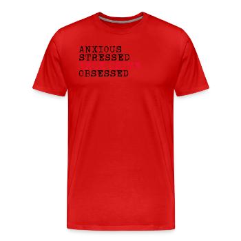 Ängstlich Gestressed True Crime Besessen Krimifan - Männer Premium Bio T-Shirt - Rot - Vorne - Damien (186cm)