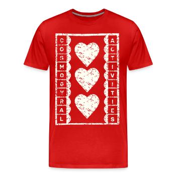 Cosmogyral Activities used look Universum Herzen - Männer Premium Bio T-Shirt - Rot - Vorne - Damien (186cm)