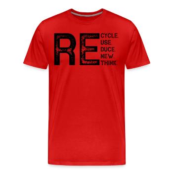Recycle Reduce Reuse Earth Day Recycling Environment - Men's Premium Organic T-Shirt - red - Front - Damien (186cm)
