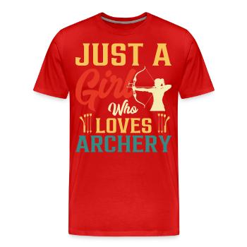 Juste une fille qui aime le tir à l’arc - T-shirt bio Premium Homme - rouge - Devant - Damien (186cm)
