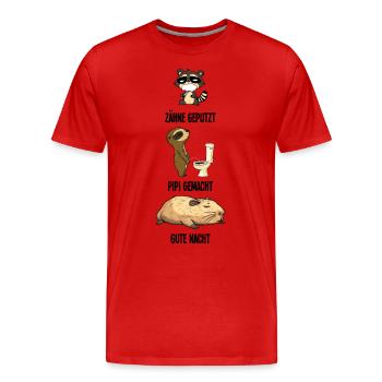 dents brossé raton laveur Capybara paresseux cadeau - T-shirt bio Premium Homme - rouge - Devant - Damien (186cm)