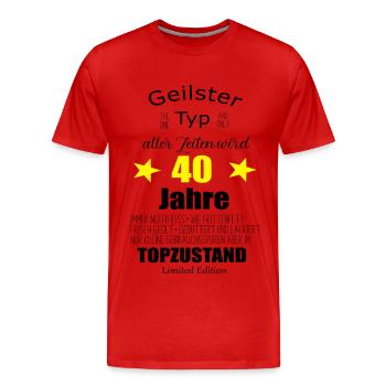 40th Birthday - Men's Premium Organic T-Shirt - red - Front - Damien (186cm)