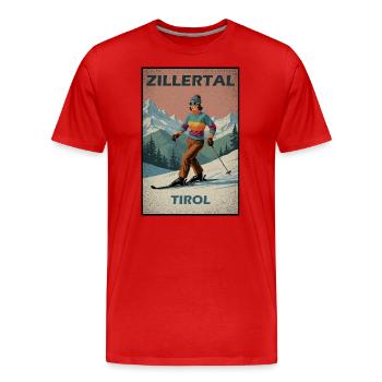 Zillertal Skifahren Alpen - Männer Premium Bio T-Shirt - Rot - Vorne - Damien (186cm)