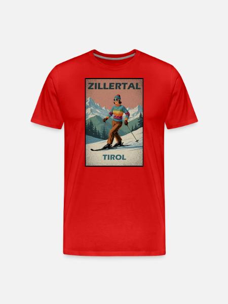 Zillertal Skiing Alps - Men's Premium Organic T-Shirt - red