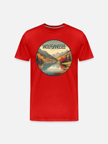 Wolfgangsee retro bergsee - Männer Premium Bio T-Shirt - Rot