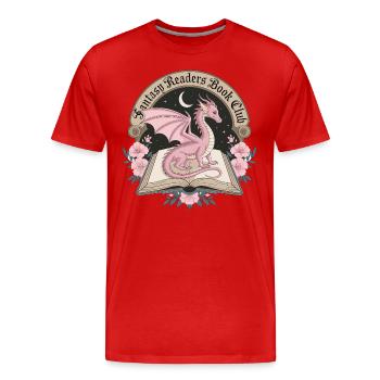 Fantasy Bookworm: Dragon in the Book Realm - Men's Premium Organic T-Shirt - red - Front - Damien (186cm)