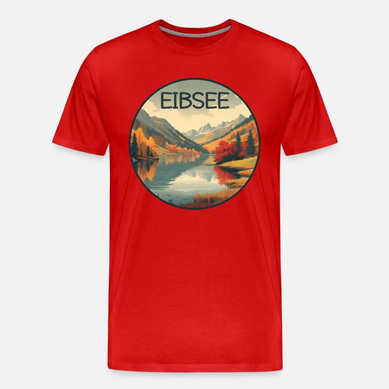 Eibsee retro bergsee - Männer Premium Bio T-Shirt - Rot