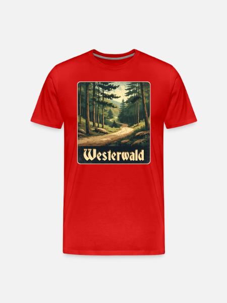 Westerwald Waldweg - Männer Premium Bio T-Shirt - Rot