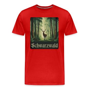 Forêt-Noire avec cerfs - T-shirt bio Premium Homme - rouge - Devant - Damien (186cm)