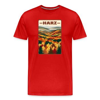 Harz - Männer Premium Bio T-Shirt - Rot - Vorne - Damien (186cm)