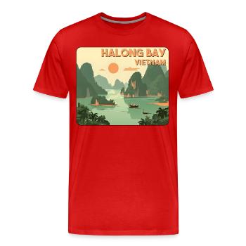 Halong Bay Vietnam - Men's Premium Organic T-Shirt - red - Front - Damien (186cm)
