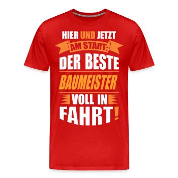 BAUMEISTER - Männer Premium Bio T-Shirt - Rot - Vorne - Damien (186cm)