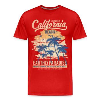 CALIFORNIA BEACH - Surf and summer shirt motif - Men's Premium Organic T-Shirt - red - Front - Damien (186cm)