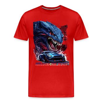 R35 The Beast - Men's Premium Organic T-Shirt - red - Front - Damien (186cm)