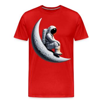 Astronaut im Halbmond - Männer Premium Bio T-Shirt - Rot - Vorne - Damien (186cm)