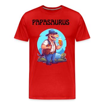 Papa Saurus Dinosaurier Familien Dino Papasaurus - Männer Premium Bio T-Shirt - Rot - Vorne - Damien (186cm)