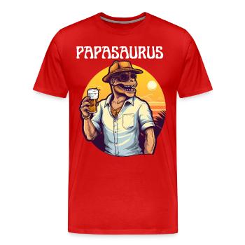 Retro Vintage Papasaurus Motiv mit Vater Dinosauri - Männer Premium Bio T-Shirt - Rot - Vorne - Damien (186cm)