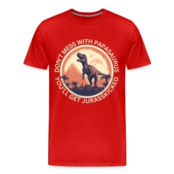 Drôle Papa Papasaurus Dino Dinosaur Cadeau - T-shirt bio Premium Homme - rouge - Devant - Damien (186cm)