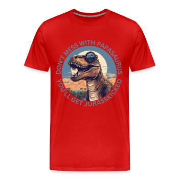 Drôle Papa Papasaurus Dino Dinosaur Cadeau - T-shirt bio Premium Homme - rouge - Devant - Damien (186cm)