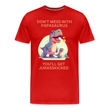 Drôle Papa Papasaurus Dino Dinosaur Cadeau - T-shirt bio Premium Homme - rouge - Devant - Damien (186cm)