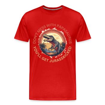 Drôle Papa Papasaurus Dino Dinosaur Cadeau - T-shirt bio Premium Homme - rouge - Devant - Damien (186cm)