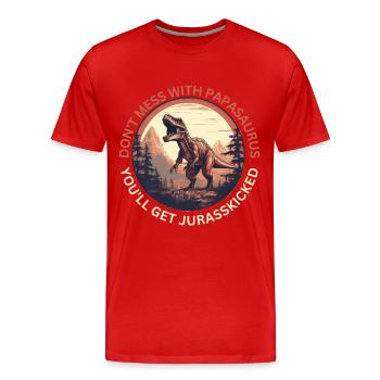 Drôle Papa Papasaurus Dino Dinosaur Cadeau - T-shirt bio Premium Homme - rouge - Devant - Damien (186cm)