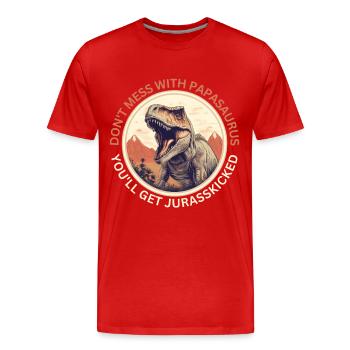 Drôle Papa Papasaurus Dino Dinosaur Cadeau - T-shirt bio Premium Homme - rouge - Devant - Damien (186cm)