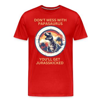 Drôle Papa Papasaurus Dino Dinosaur Cadeau - T-shirt bio Premium Homme - rouge - Devant - Damien (186cm)