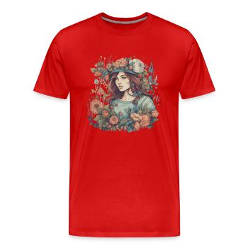 Summer Flower Girl Bohemian Style Vintage Féminin - T-shirt bio Premium Homme - rouge - Devant - Damien (186cm)
