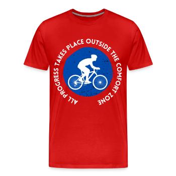 MTB Road Bike Cyclist Leave your comfort zone - Men's Premium Organic T-Shirt - red - Front - Damien (186cm)