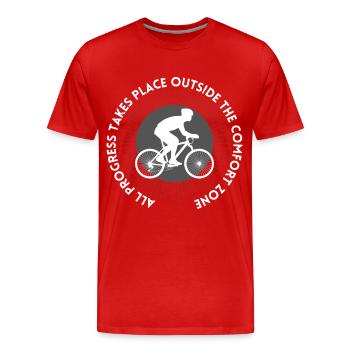 MTB Road Bike Cyclist Leave your comfort zone - Men's Premium Organic T-Shirt - red - Front - Damien (186cm)