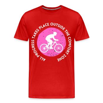 MTB Road Bike Cyclist Leave your comfort zone - Men's Premium Organic T-Shirt - red - Front - Damien (186cm)