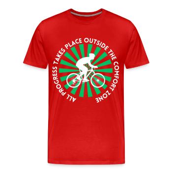 MTB Road Bike Cyclist Leave your comfort zone - Men's Premium Organic T-Shirt - red - Front - Damien (186cm)