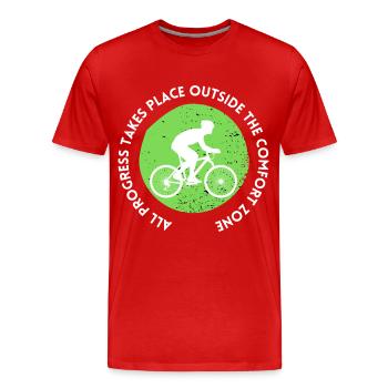 MTB Road Bike Cyclist Leave your comfort zone - Men's Premium Organic T-Shirt - red - Front - Damien (186cm)