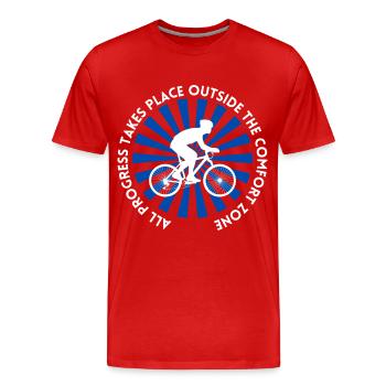 MTB Road Bike Cyclist Leave your comfort zone - Men's Premium Organic T-Shirt - red - Front - Damien (186cm)
