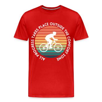 MTB Road Bike Cyclist Leave your comfort zone - Men's Premium Organic T-Shirt - red - Front - Damien (186cm)