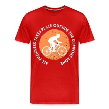 MTB Road Bike Cyclist Leave your comfort zone - Men's Premium Organic T-Shirt - red - Front - Damien (186cm)