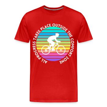 MTB Road Bike Cyclist Leave your comfort zone - Men's Premium Organic T-Shirt - red - Front - Damien (186cm)