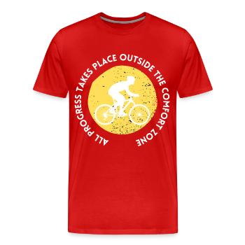 MTB Road Bike Cyclist Leave your comfort zone - Men's Premium Organic T-Shirt - red - Front - Damien (186cm)