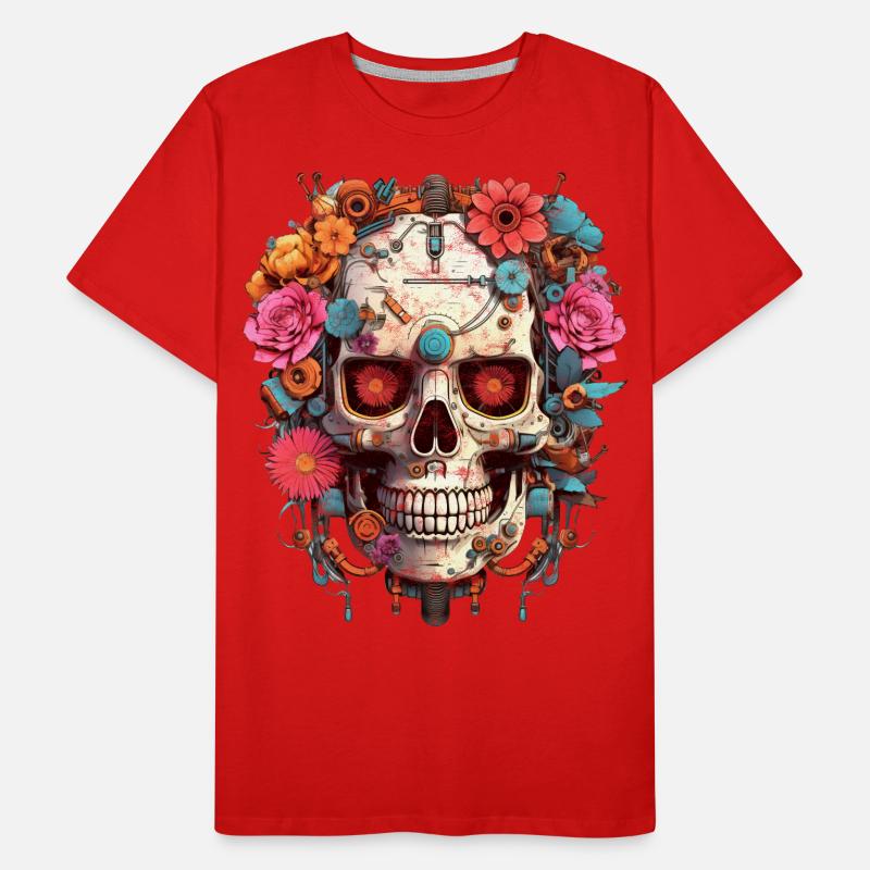 Cyborg Skull Robot Android Sugar Skull T-shirt bio Premium Homme