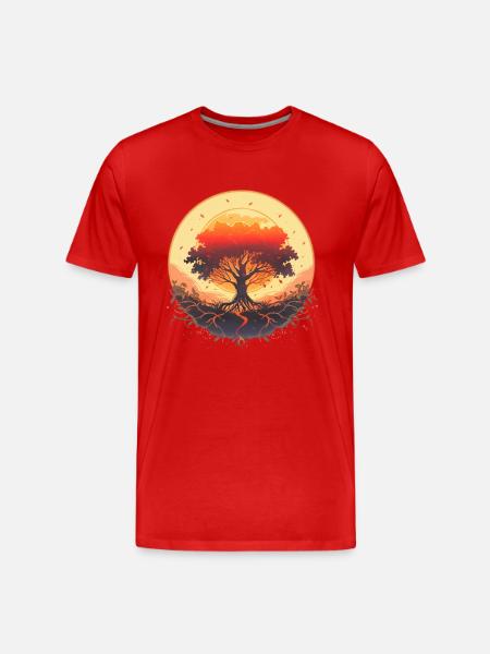 Træ af livscyklus for fødsel og vækst - Herre Premium T-shirt økologisk - rød
