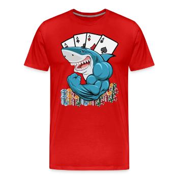 Joueur de poker agressif Shark - T-shirt bio Premium Homme - rouge - Devant - Damien (186cm)
