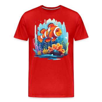 Poisson clown dans un récif corallien - T-shirt bio Premium Homme - rouge - Devant - Damien (186cm)