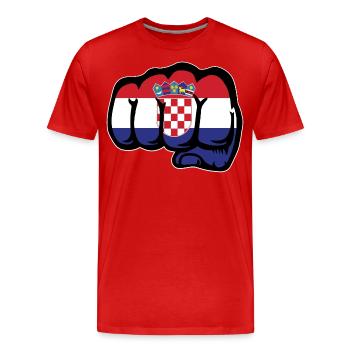 Poing de main de drapeau de la Croatie - T-shirt bio Premium Homme - rouge - Devant - Damien (186cm)