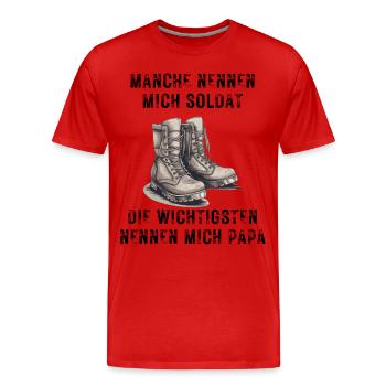 Papa Soldat - Männer Premium Bio T-Shirt - Rot - Vorne - Damien (186cm)