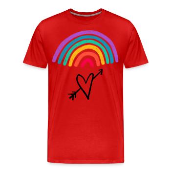 Liebesgrafik Herz mit pfeil Regenbogen - Männer Premium Bio T-Shirt - Rot - Vorne - Damien (186cm)