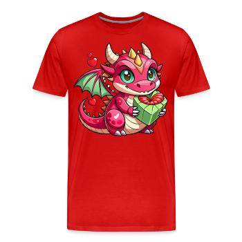 Farbenfroher Drache - Männer Premium Bio T-Shirt - Rot - Vorne - Damien (186cm)