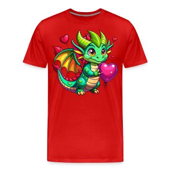 Farbenfroher Drache - Männer Premium Bio T-Shirt - Rot - Vorne - Damien (186cm)